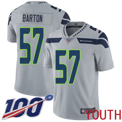 Seattle Seahawks Limited Grey Youth Cody Barton Alternate Jersey NFL Football #57 100th Season Vapor Untouchable